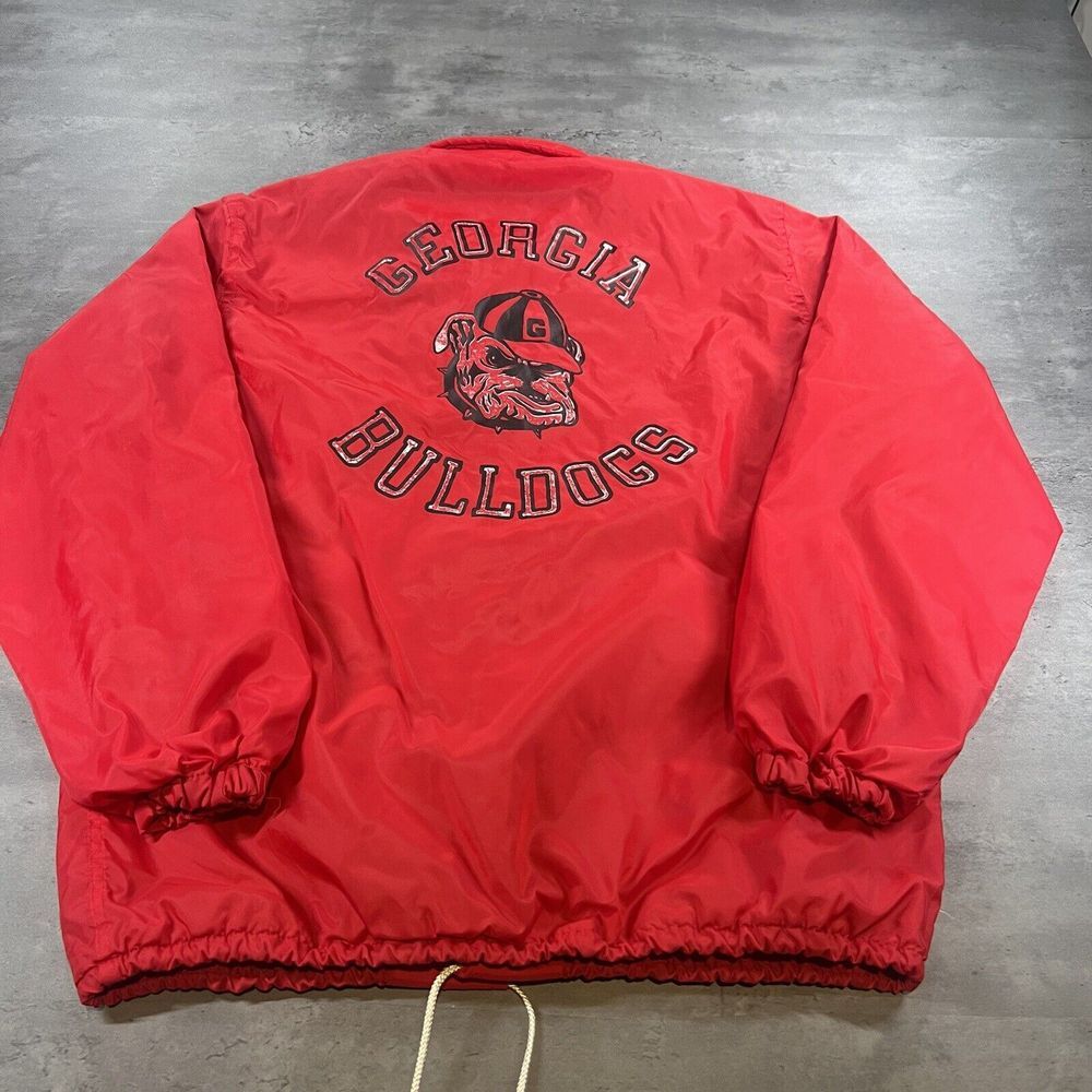 True Vintage 70s Georgia Bulldogs Jacket Adult Small Red Smock Windbreaker Chore